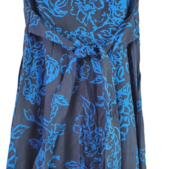 Free People Blue Floral Button-up Linen Mini Dress, Sz 0 - Picture 7 of 10